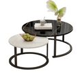 Elegance in Contrast: Set of 2 Round Nesting Marble Coffee Tables in Style9: Black and White