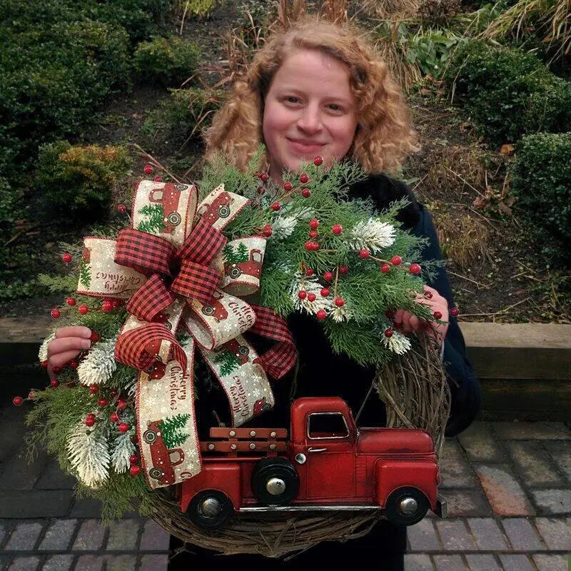 Christmas Red Truck Farmhouse Wreath