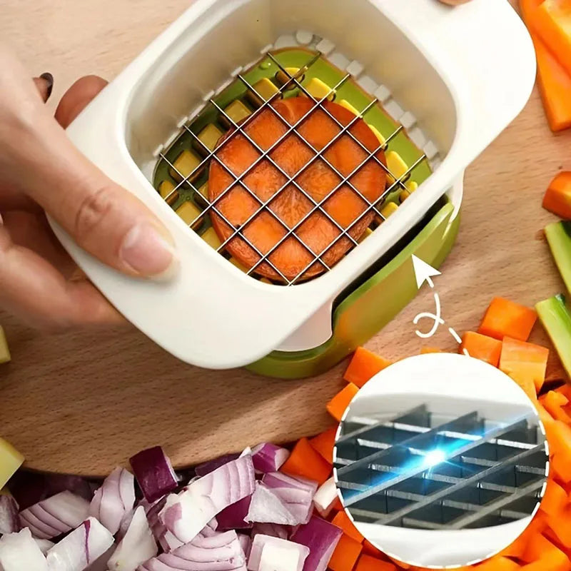 Multifunctional Vegetable Chopper – Onion Dicer & French Fries Slicer Kitchen Tool (White)