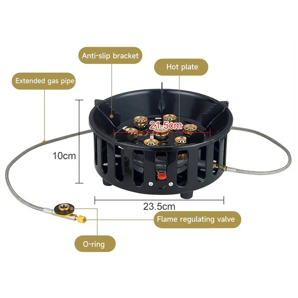 19800W Camping Stove 7-Core Fire Holes Black