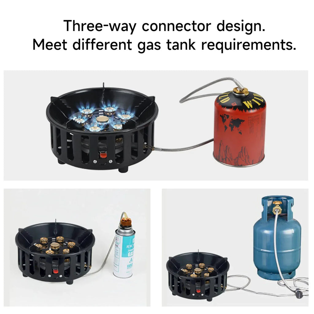19800W Camping Stove 7-Core Fire Holes Black