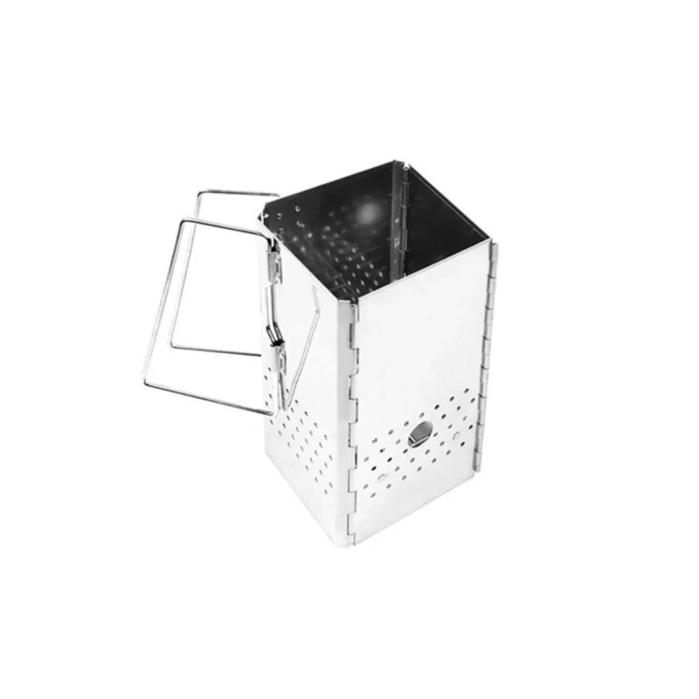 Portable Charcoal Starter & Folding BBQ Grill Stainless Steel Silver