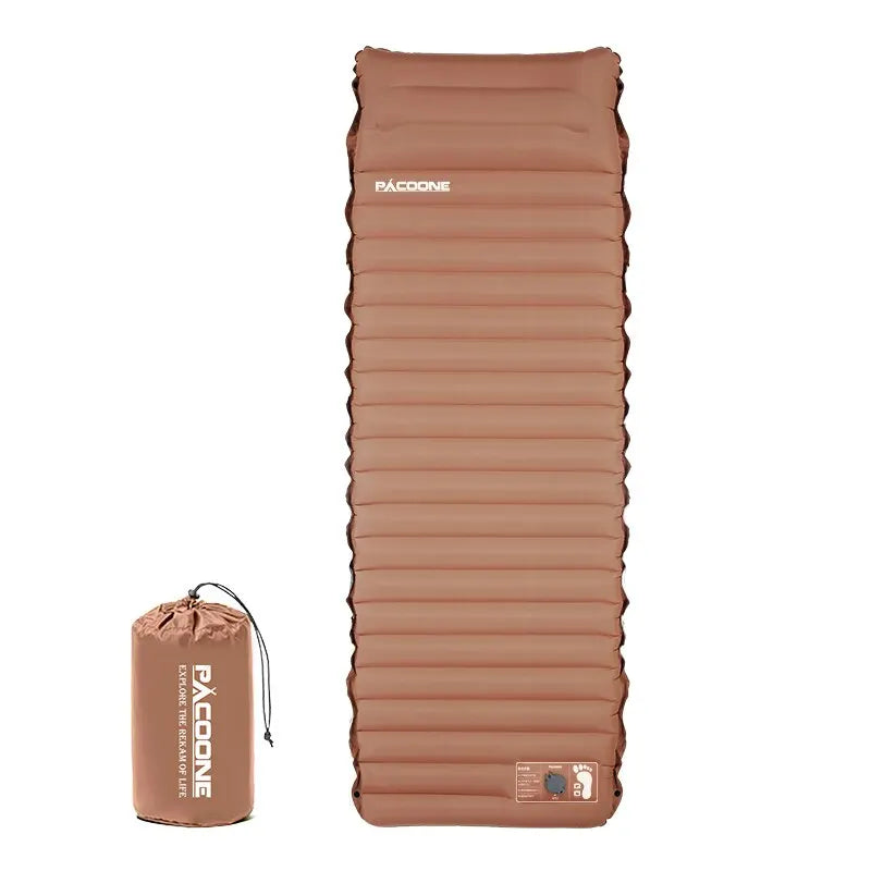 Ultralight Self-Inflating Sleeping Pad 10cm Thick Camping Air Mattress Khaki