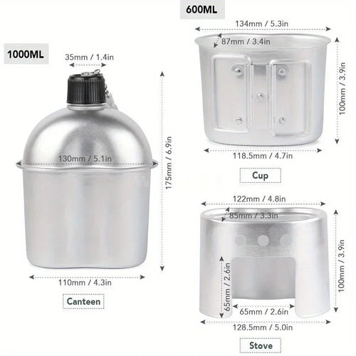 4-Piece Military Cookware Set Silver