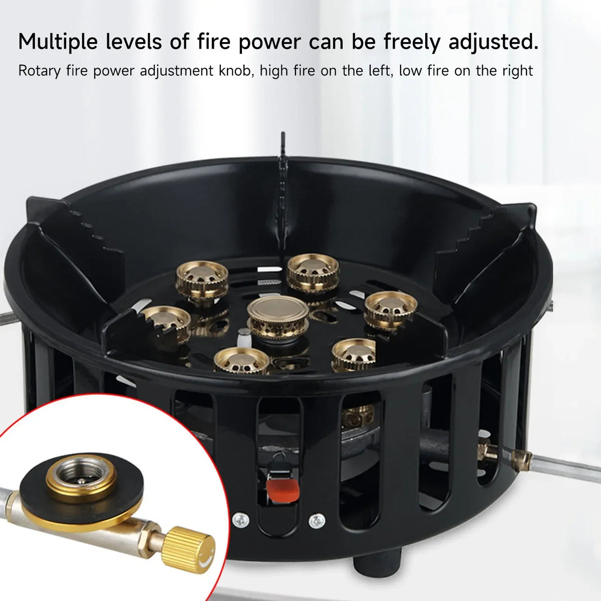 19800W Camping Stove 7-Core Fire Holes Black
