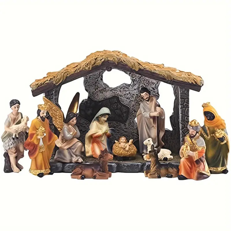 Divine Nativity: 12-Piece Realistic Christmas Figurine Set