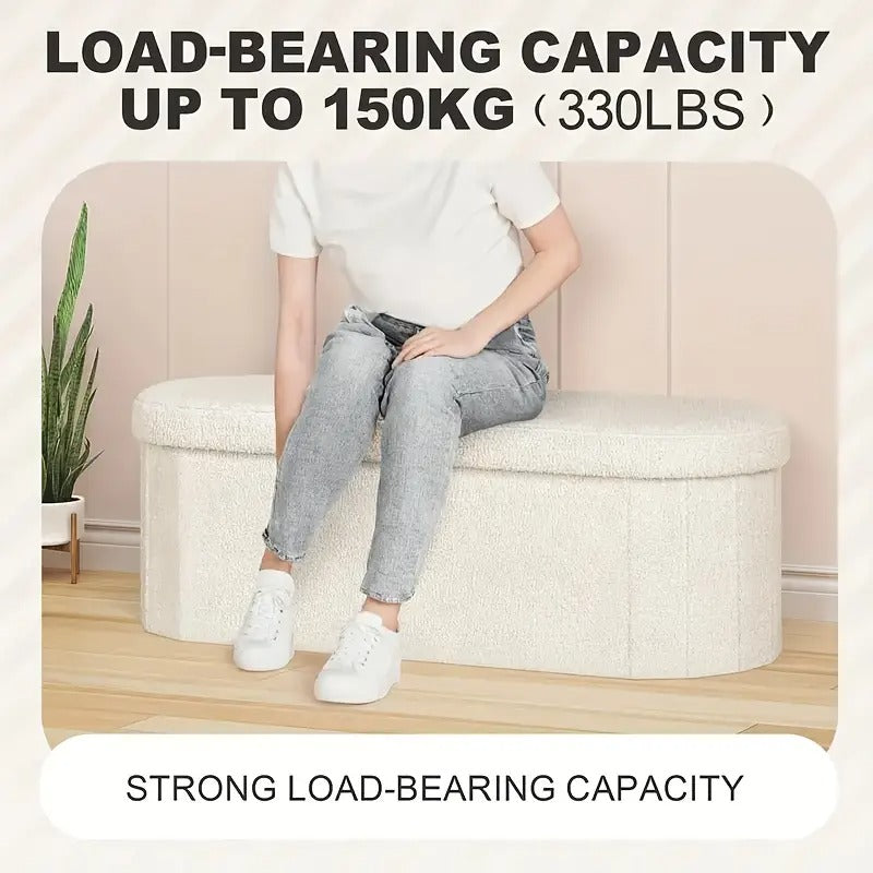 Oval Folding Footstool with Storage
