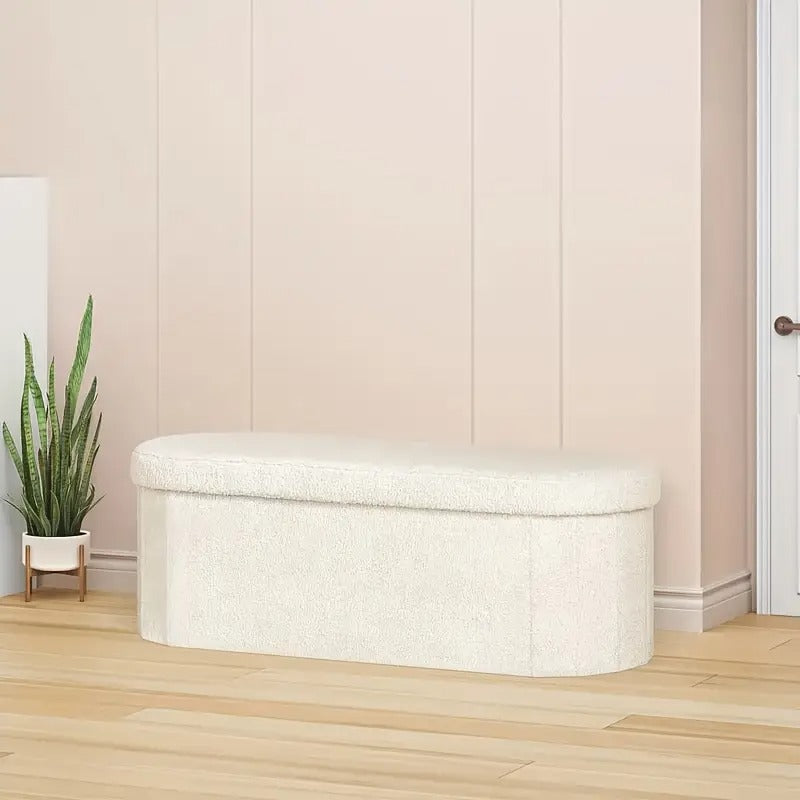 Oval Folding Footstool with Storage