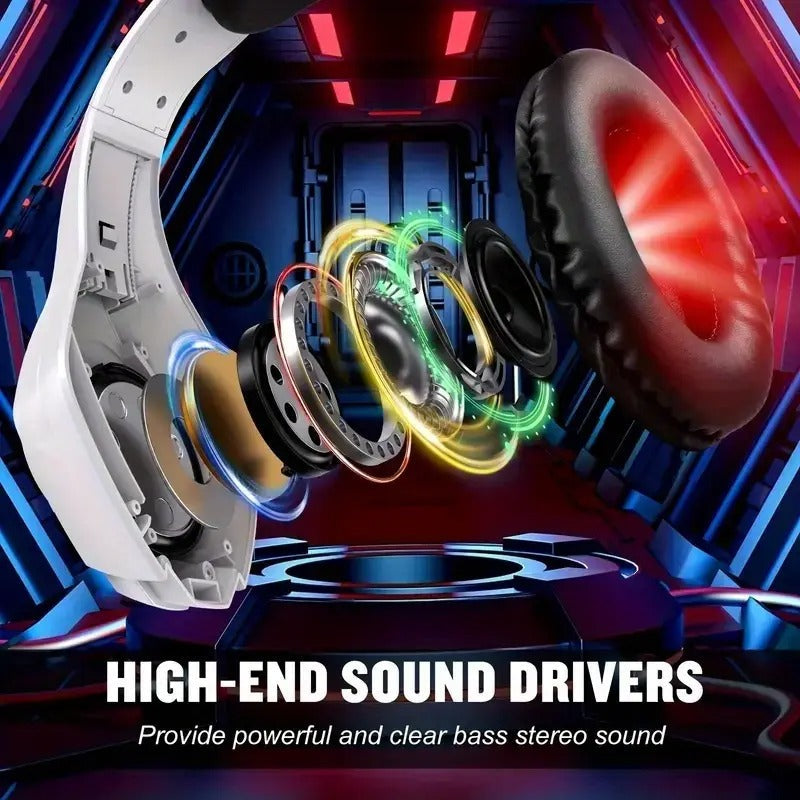 Gaming Headset with Mic, LED Light & Surround Bass