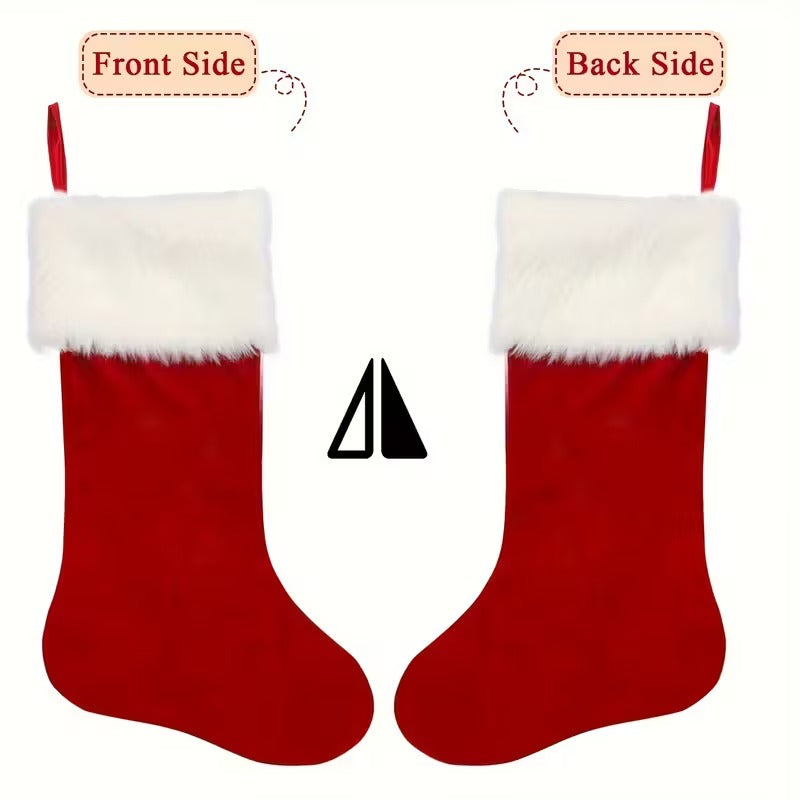 Classic Christmas Stockings Polyester Velvet Tube Socks (4pc)