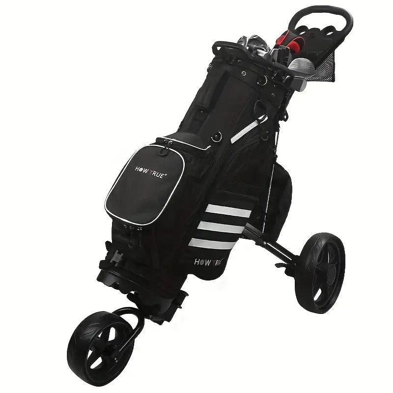 Quick-Fold 3-Wheel Golf Push Cart Black
